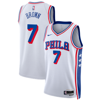 Unisex Nike Jaylen Brown White Philadelphia 76ers Swingman Jersey - Association Edition