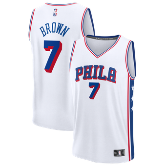 Men's Fanatics Jaylen Brown White Philadelphia 76ers Fast Break Jersey - Association Edition