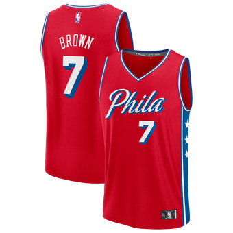 Men's Fanatics Jaylen Brown Red Philadelphia 76ers Fast Break Jersey - Statement Edition