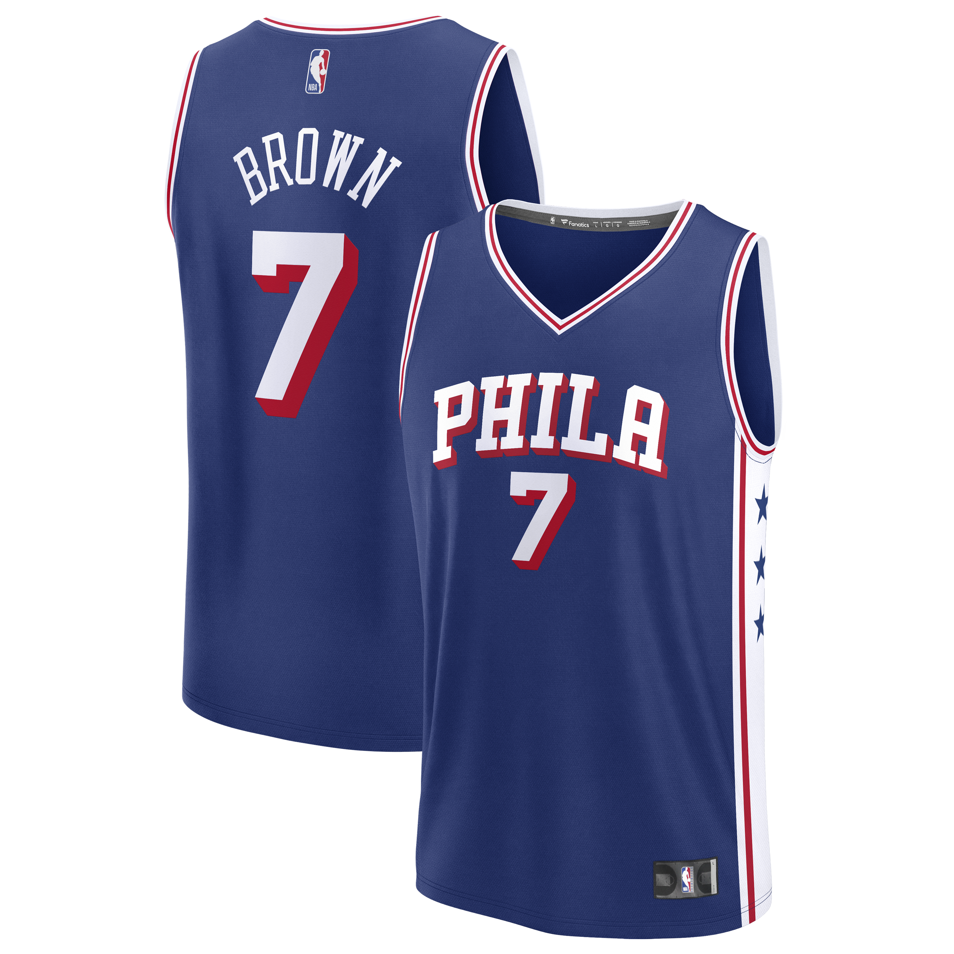 Men's Fanatics Jaylen Brown Royal Philadelphia 76ers Fast Break Jersey - Icon Edition