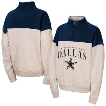 Girls Youth WEAR by Erin Andrews  Gray Dallas Cowboys Blitz Colorblock Half-Zip Sweatshirt