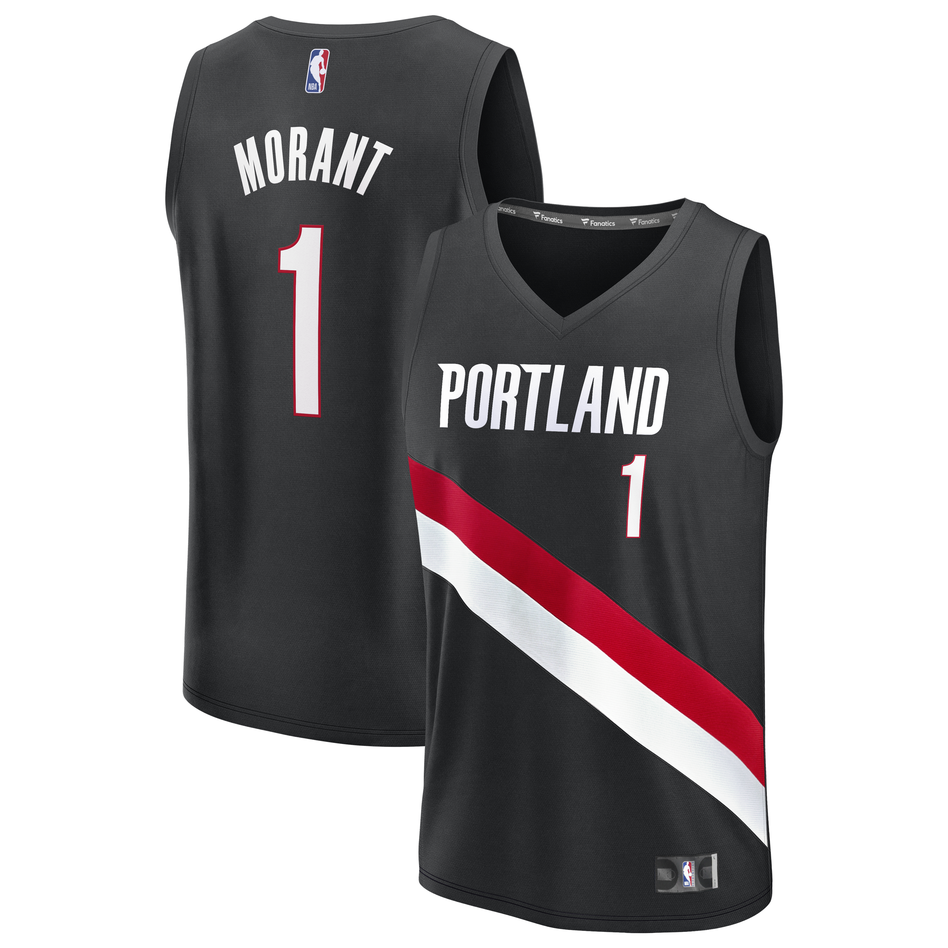 Men's Fanatics Ja Morant Black Portland Trail Blazers Fast Break Jersey - Icon Edition