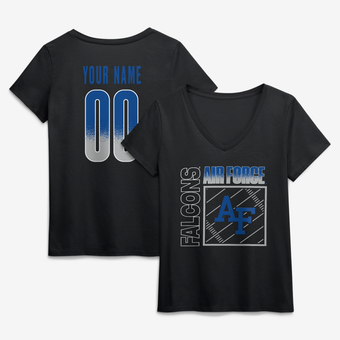 Women's Black Air Force Falcons Home Field Pop Personalized Any Name & Number V-Neck T-Shirt