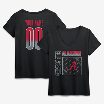 Women's Black Alabama Crimson Tide Home Field Pop Personalized Any Name & Number V-Neck T-Shirt
