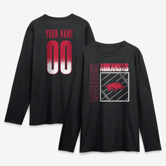 Men's Black Arkansas Razorbacks  Home Field Pop Personalized Any Name & Number Long Sleeve T-Shirt