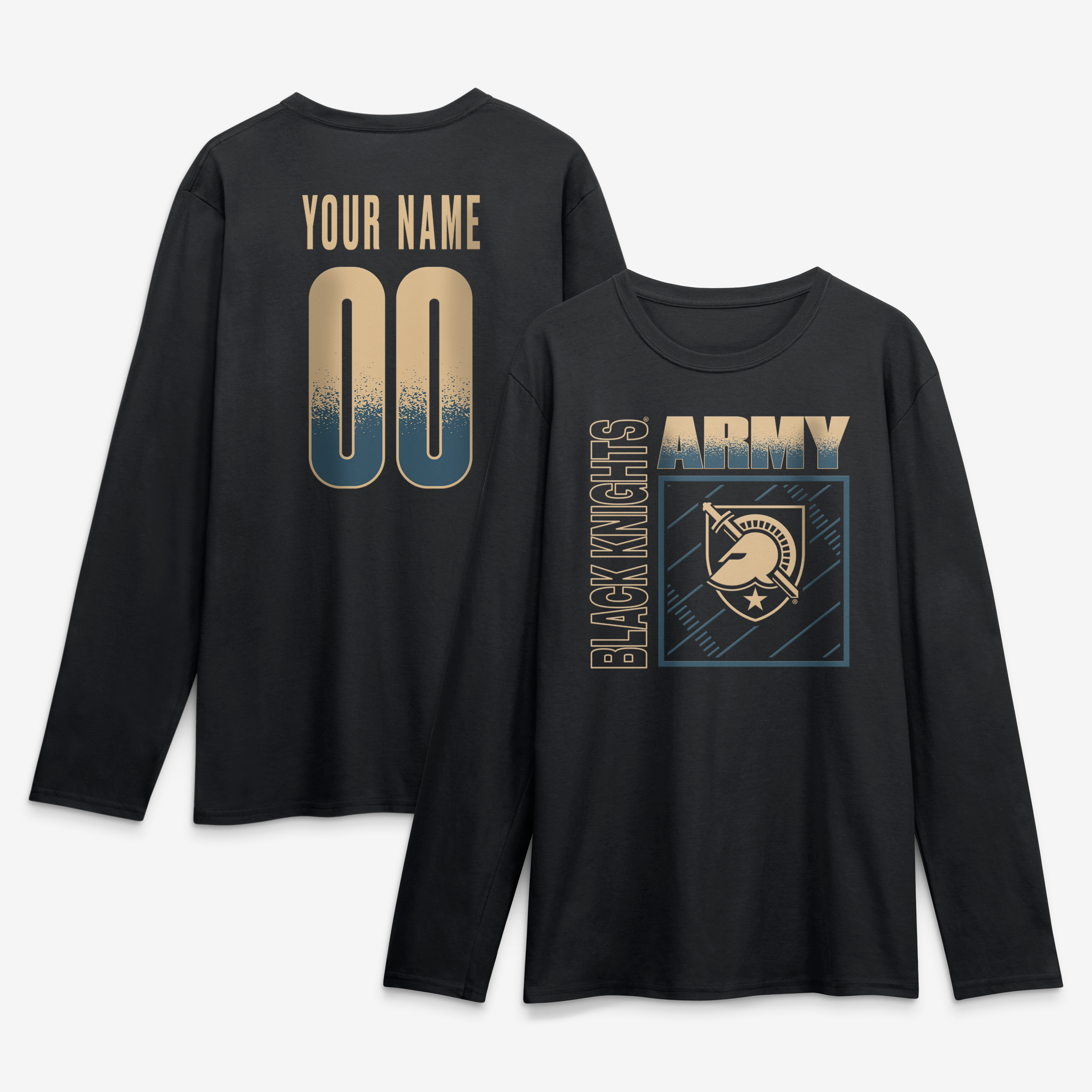 Men's Black Army Black Knights  Home Field Pop Personalized Any Name & Number Long Sleeve T-Shirt