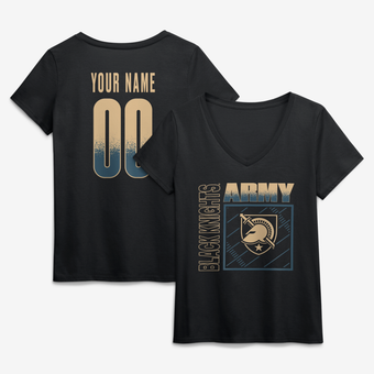 Women's Black Army Black Knights Home Field Pop Personalized Any Name & Number V-Neck T-Shirt