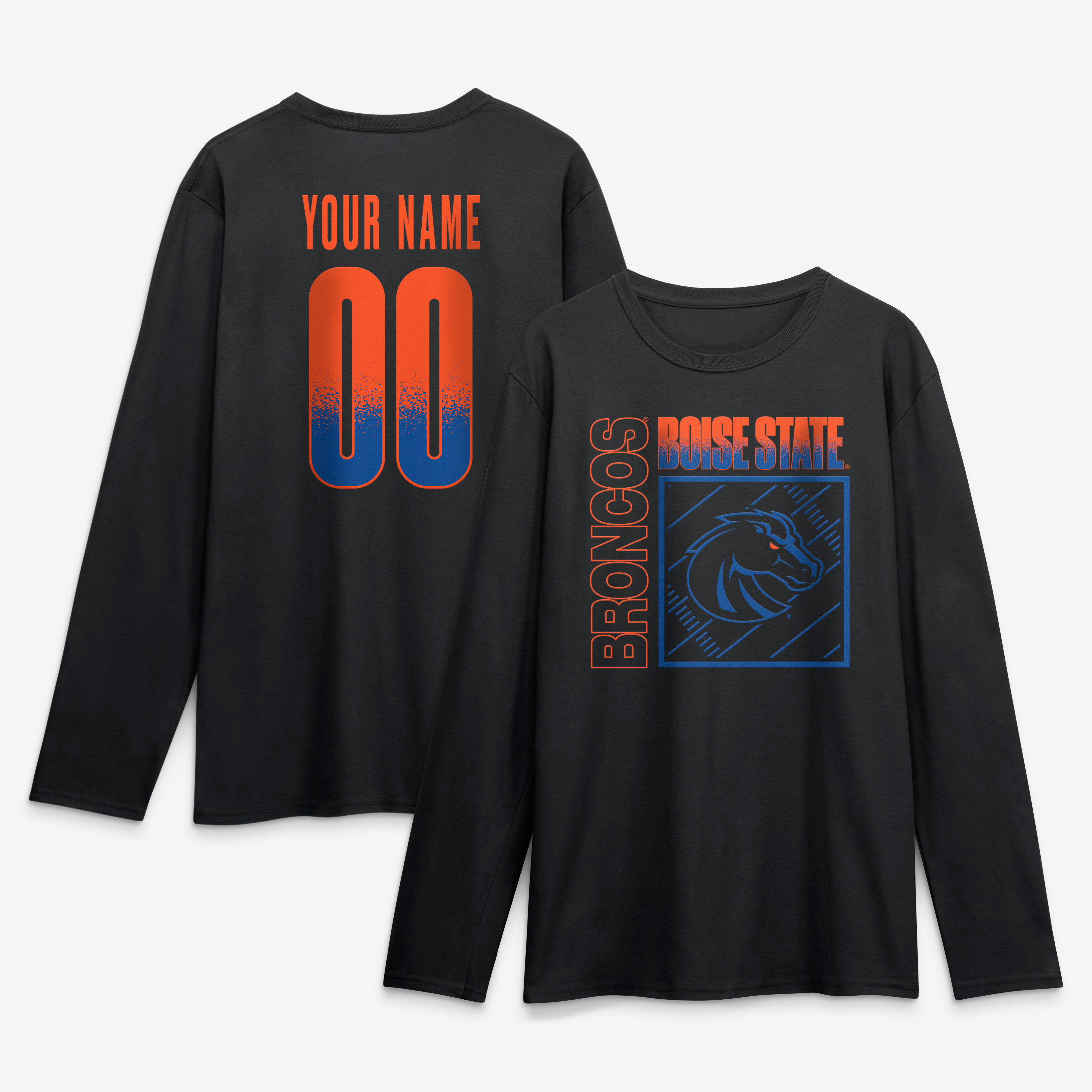 Men's Black Boise State Broncos  Home Field Pop Personalized Any Name & Number Long Sleeve T-Shirt