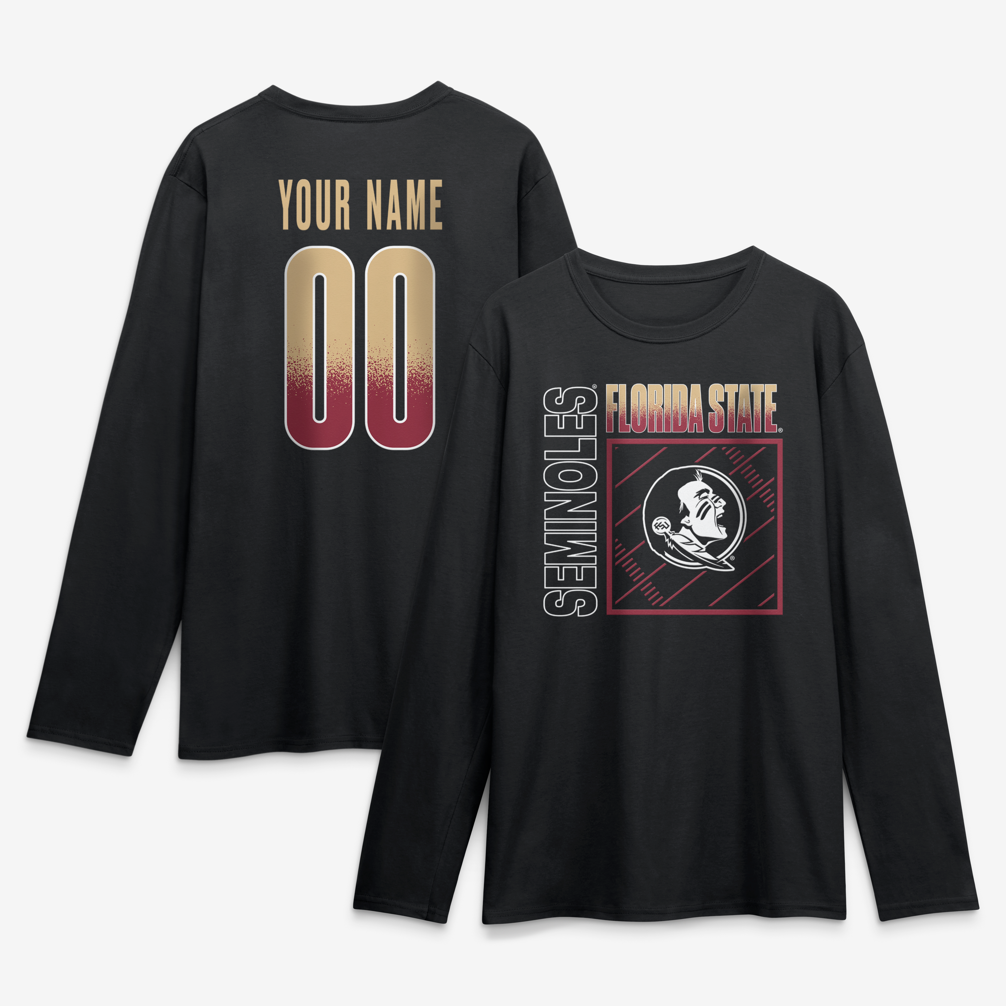 Men's Black Florida State Seminoles  Home Field Pop Personalized Any Name & Number Long Sleeve T-Shirt