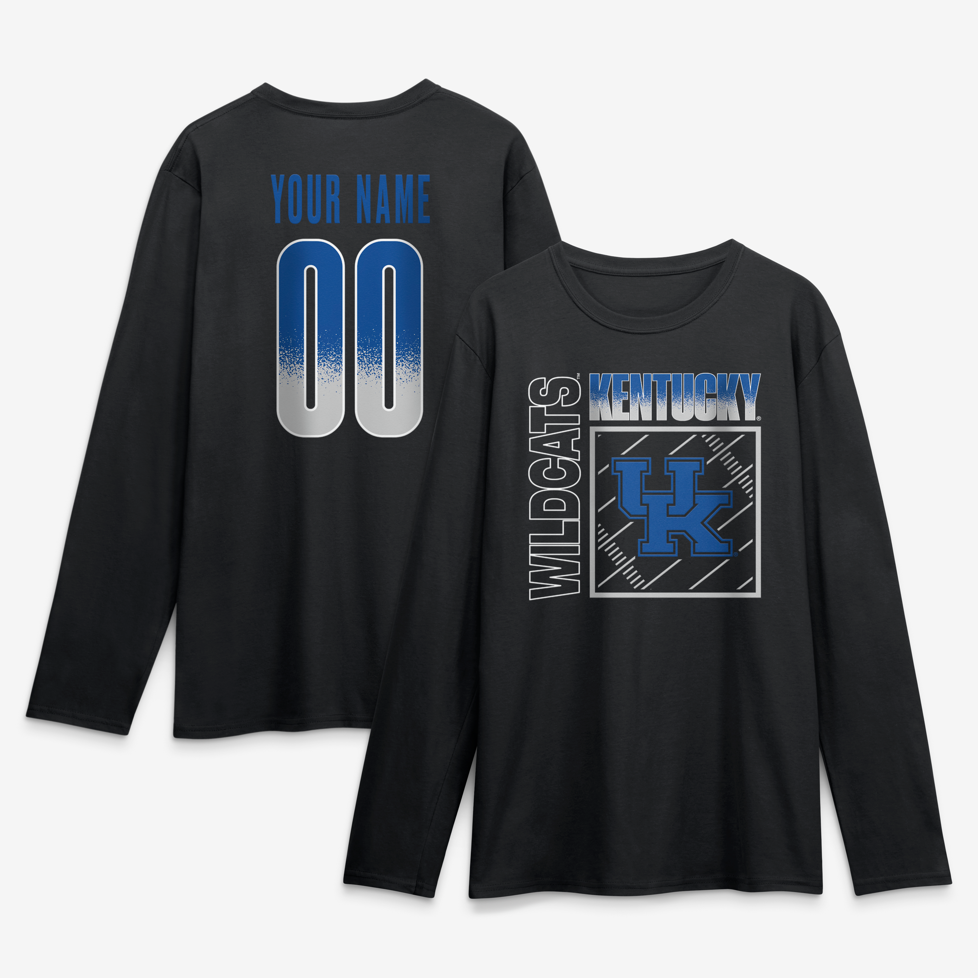 Men's Black Kentucky Wildcats  Home Field Pop Personalized Any Name & Number Long Sleeve T-Shirt