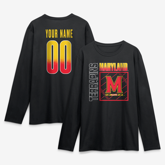 Men's Black Maryland Terrapins  Home Field Pop Personalized Any Name & Number Long Sleeve T-Shirt
