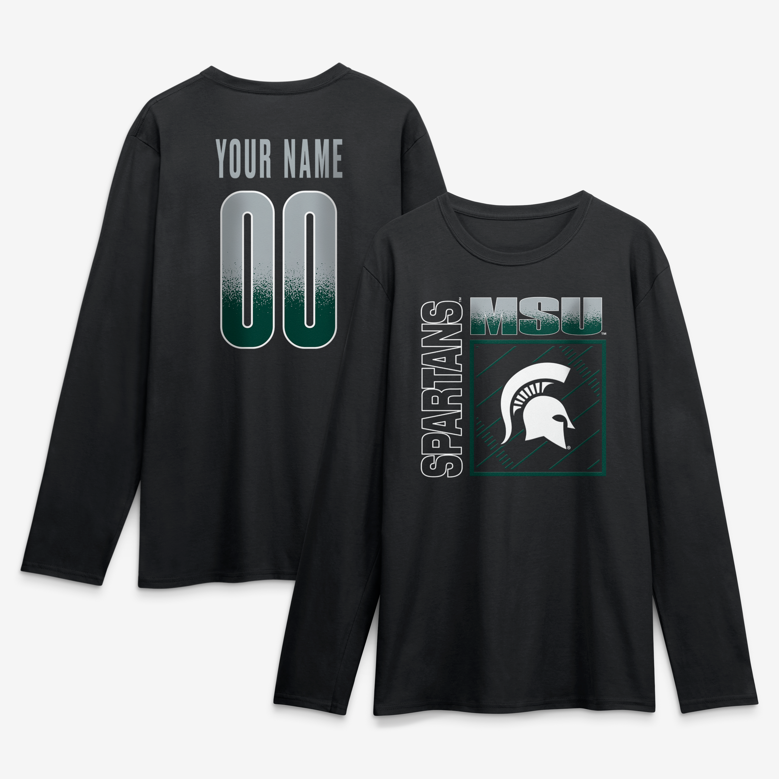 Men's Black Michigan State Spartans  Home Field Pop Personalized Any Name & Number Long Sleeve T-Shirt
