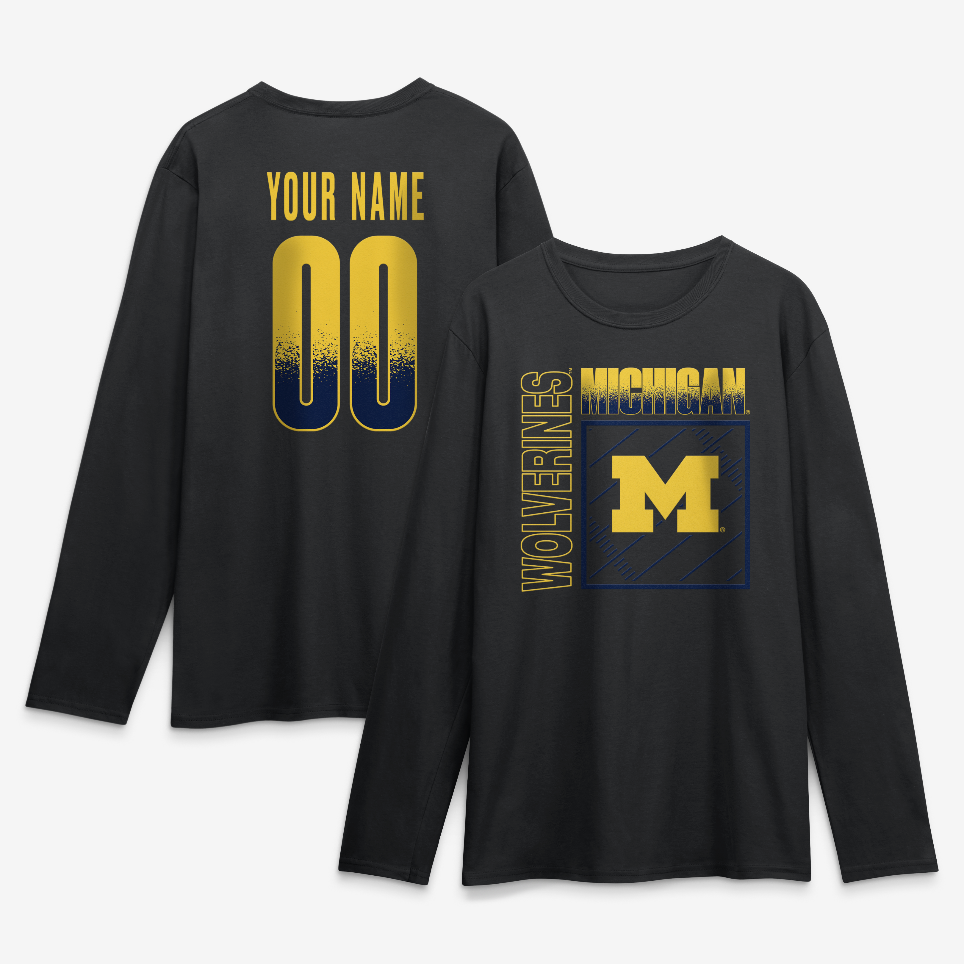 Men's Black Michigan Wolverines  Home Field Pop Personalized Any Name & Number Long Sleeve T-Shirt