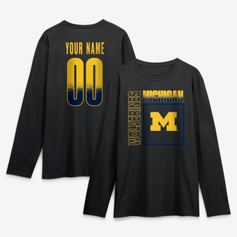 Men's Black Michigan Wolverines  Home Field Pop Personalized Any Name & Number Long Sleeve T-Shirt