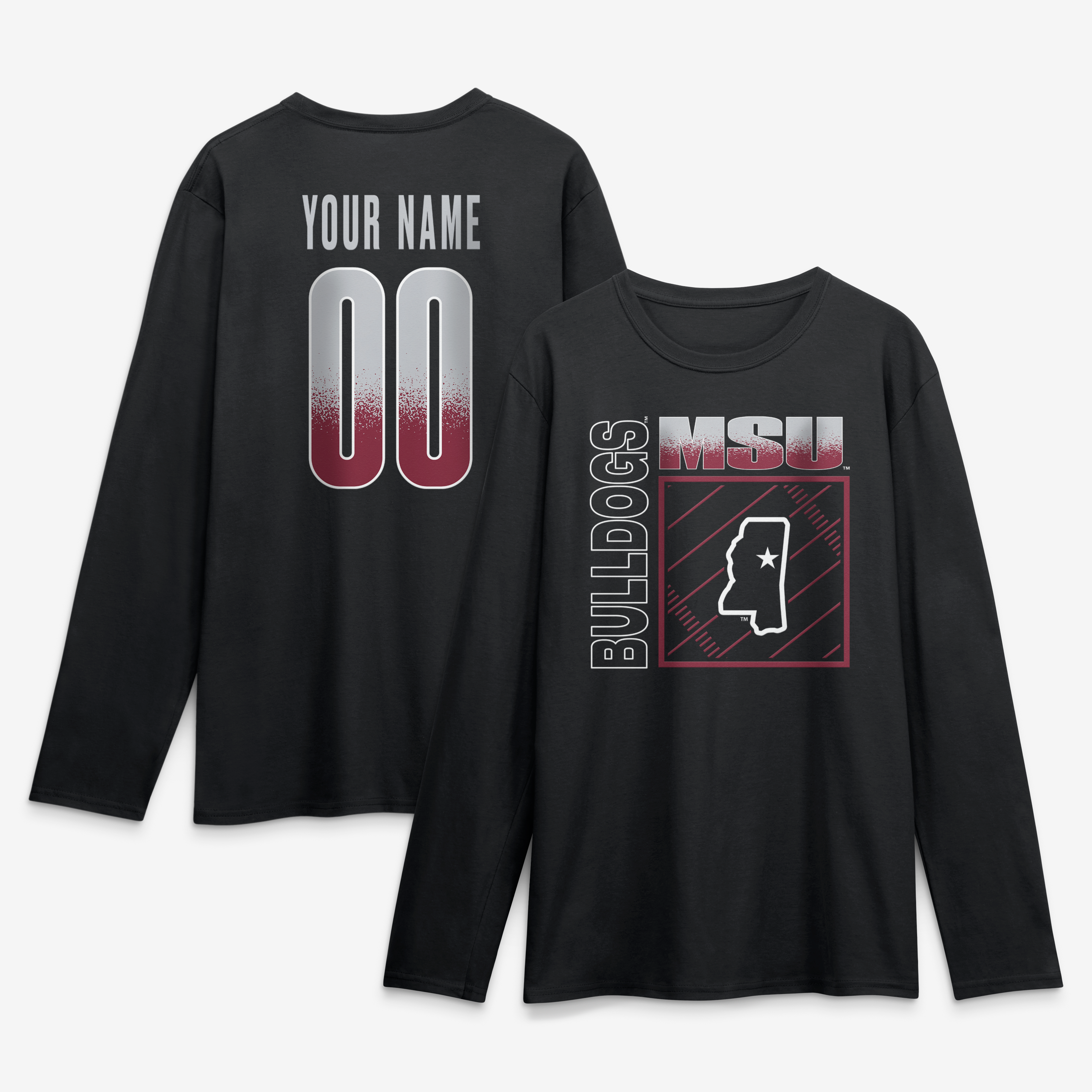 Men's Black Mississippi State Bulldogs  Home Field Pop Personalized Any Name & Number Long Sleeve T-Shirt