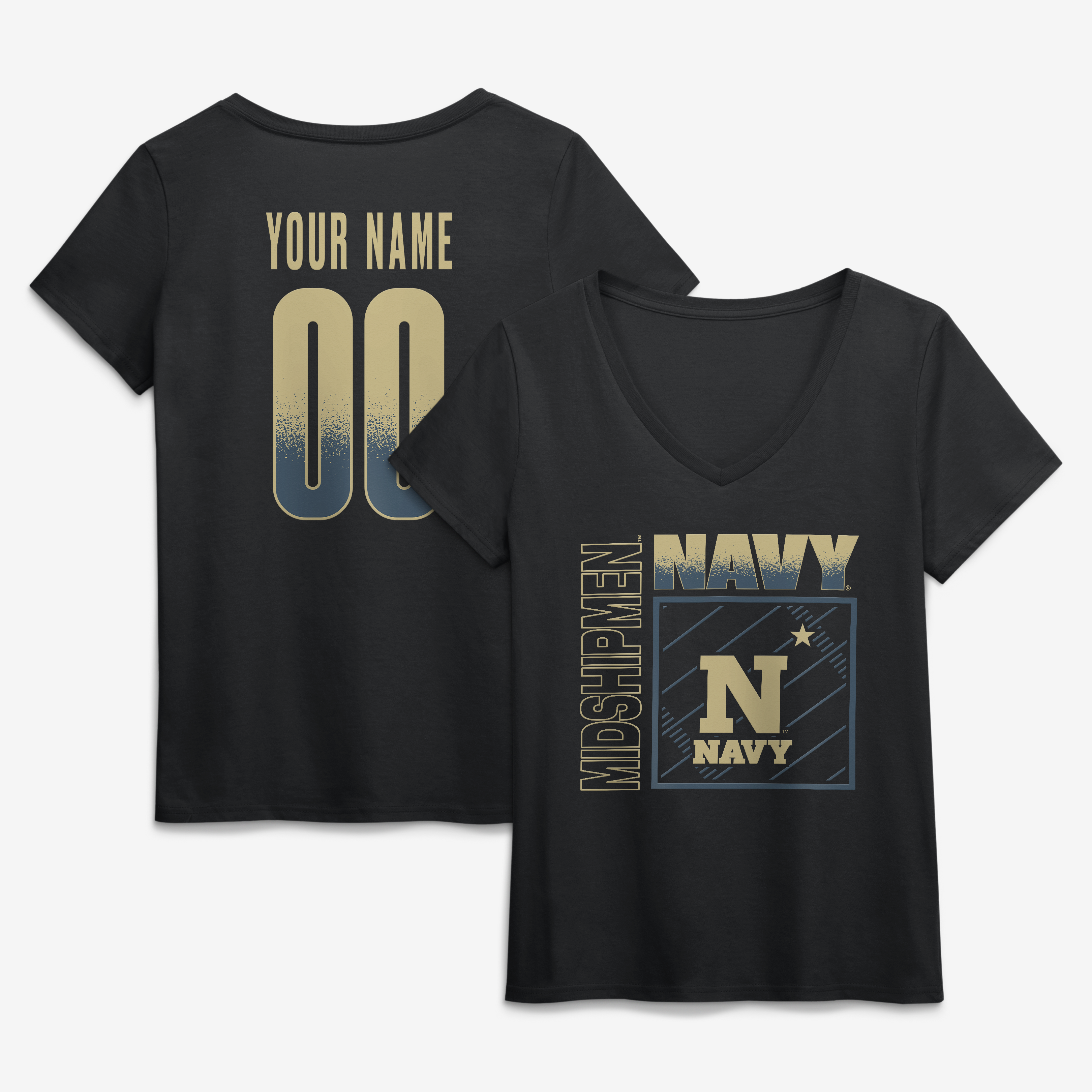 Women’s Black Navy Midshipmen Home Field Pop Personalized Any Name & Number V-Neck T-Shirt Women’s Black Navy Midshipmen Home Field Pop Personalized Any Name & Number V-Neck T-Shirt