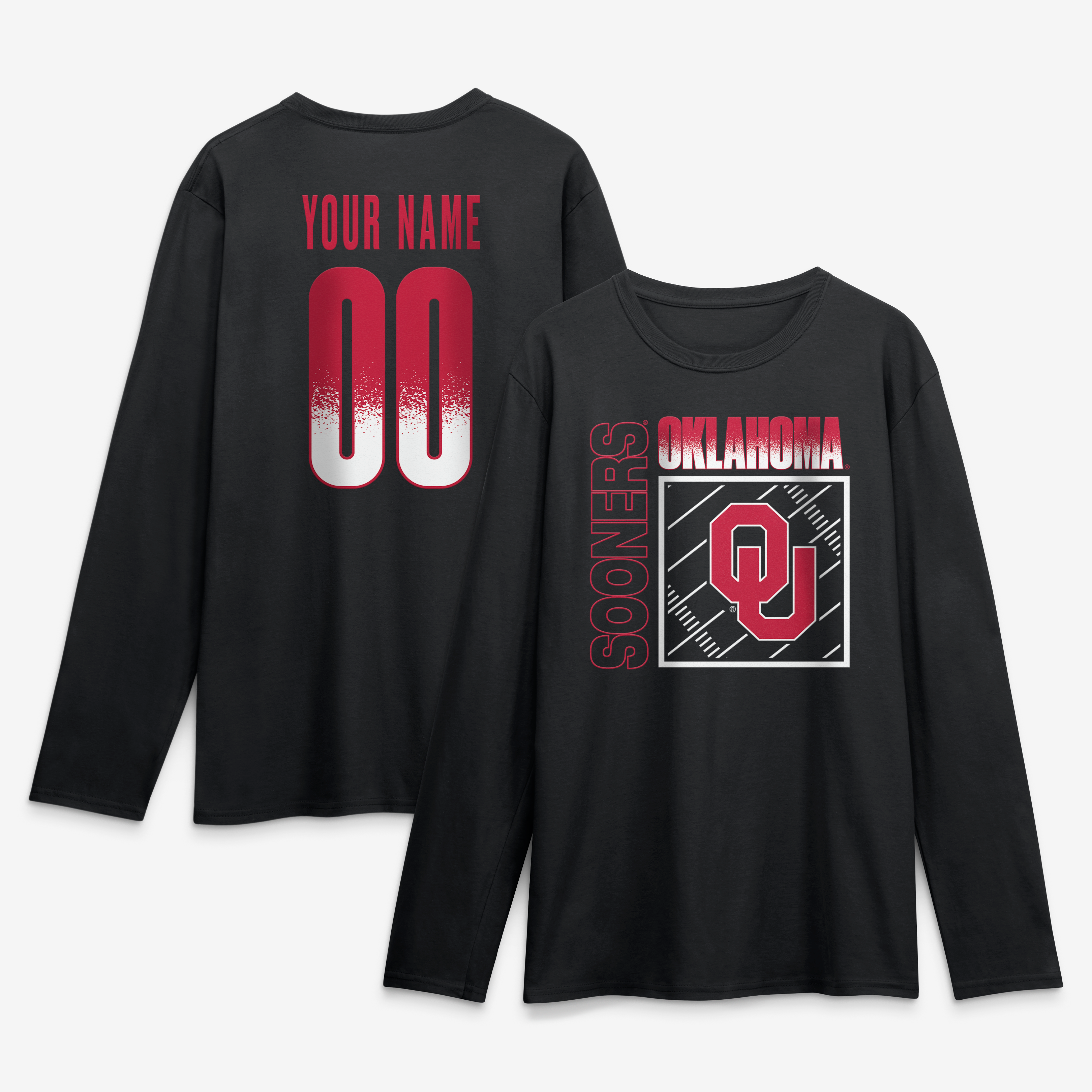 Men's Black Oklahoma Sooners  Home Field Pop Personalized Any Name & Number Long Sleeve T-Shirt