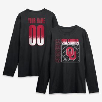 Men's Black Oklahoma Sooners  Home Field Pop Personalized Any Name & Number Long Sleeve T-Shirt