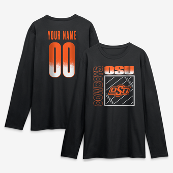 Men's Black Oklahoma State Cowboys  Home Field Pop Personalized Any Name & Number Long Sleeve T-Shirt