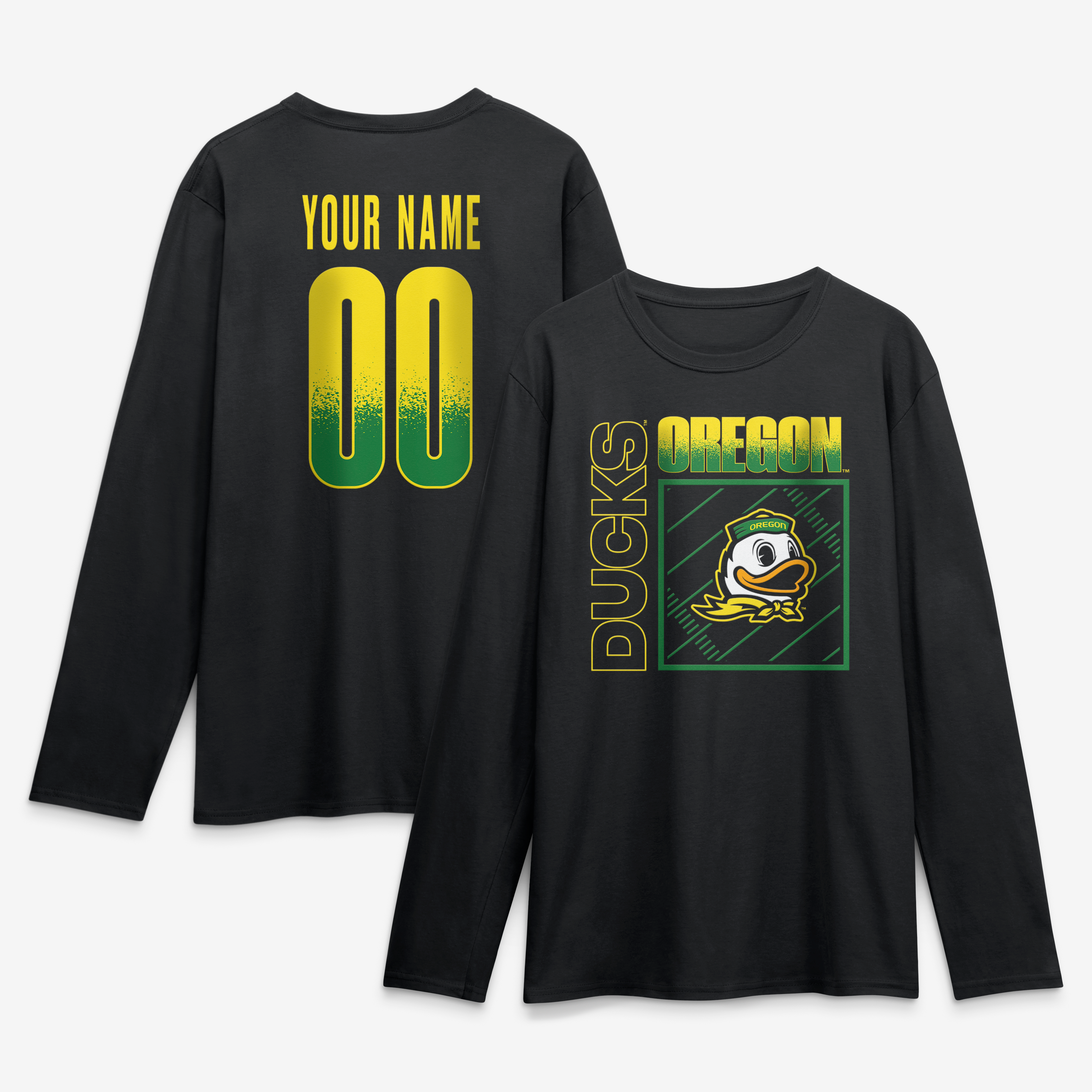 Men's Black Oregon Ducks  Home Field Pop Personalized Any Name & Number Long Sleeve T-Shirt