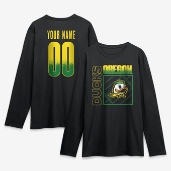 Men's Black Oregon Ducks  Home Field Pop Personalized Any Name & Number Long Sleeve T-Shirt