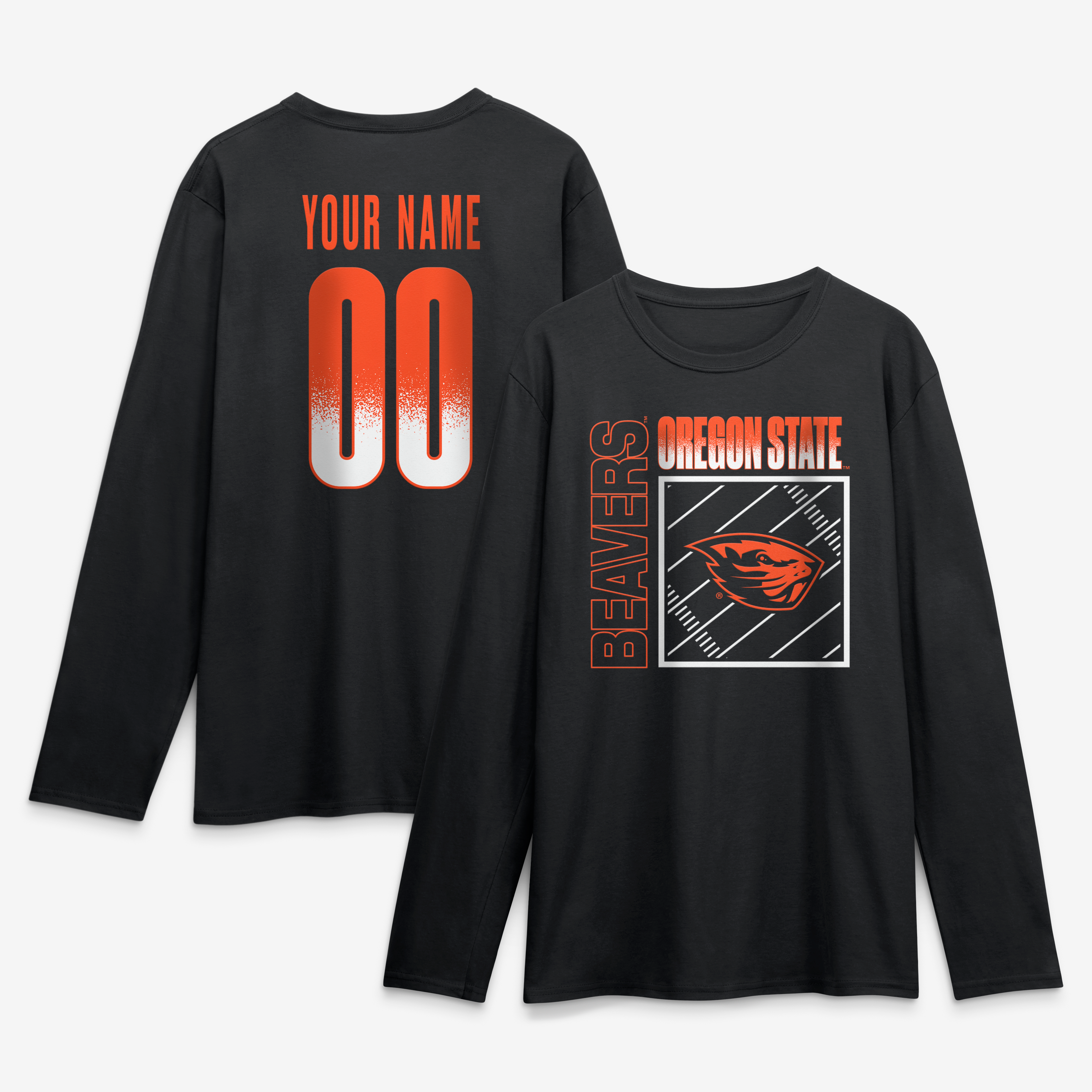 Men's Black Oregon State Beavers  Home Field Pop Personalized Any Name & Number Long Sleeve T-Shirt