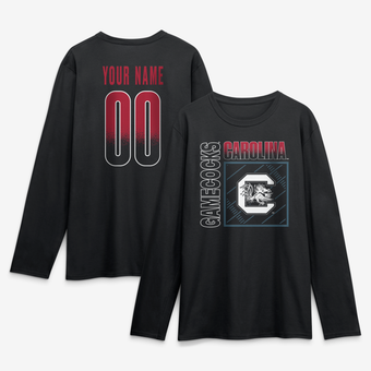 Men's Black South Carolina Gamecocks  Home Field Pop Personalized Any Name & Number Long Sleeve T-Shirt