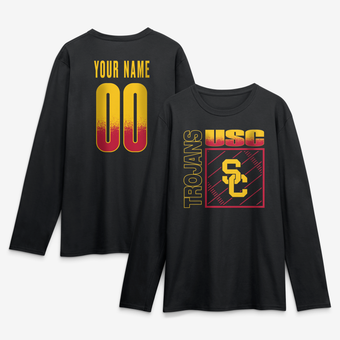 Men's Black USC Trojans  Home Field Pop Personalized Any Name & Number Long Sleeve T-Shirt