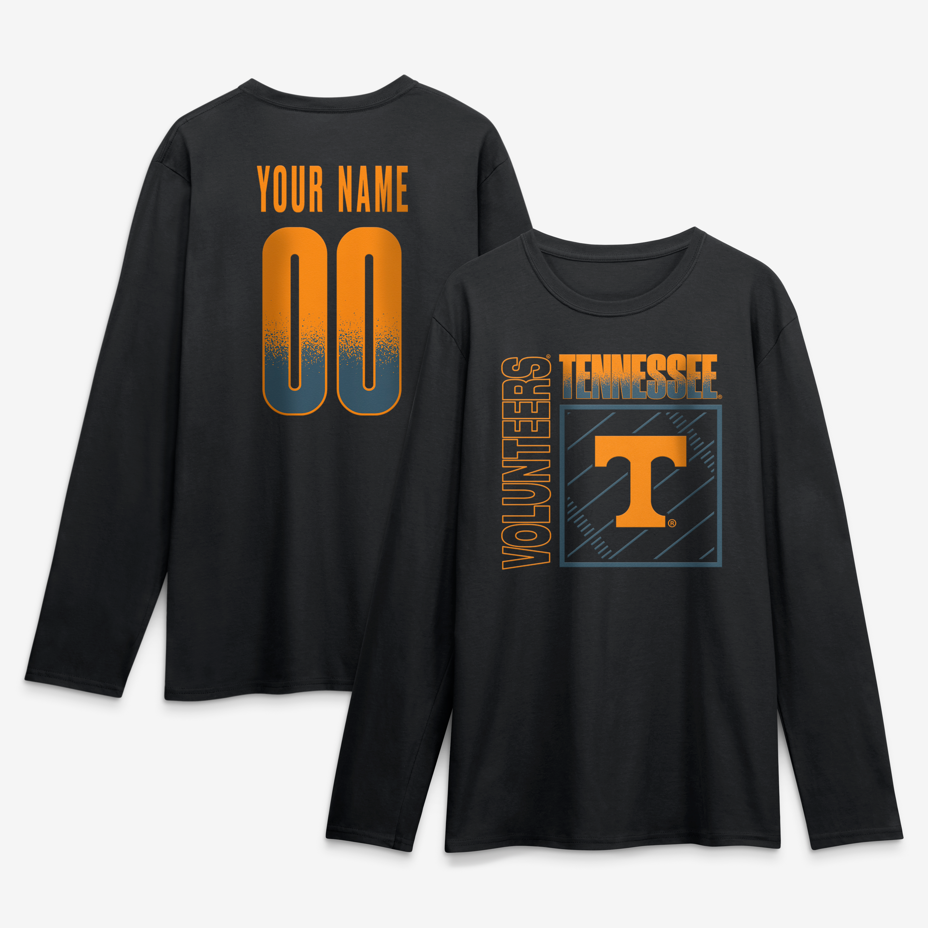 Men's Black Tennessee Volunteers  Home Field Pop Personalized Any Name & Number Long Sleeve T-Shirt