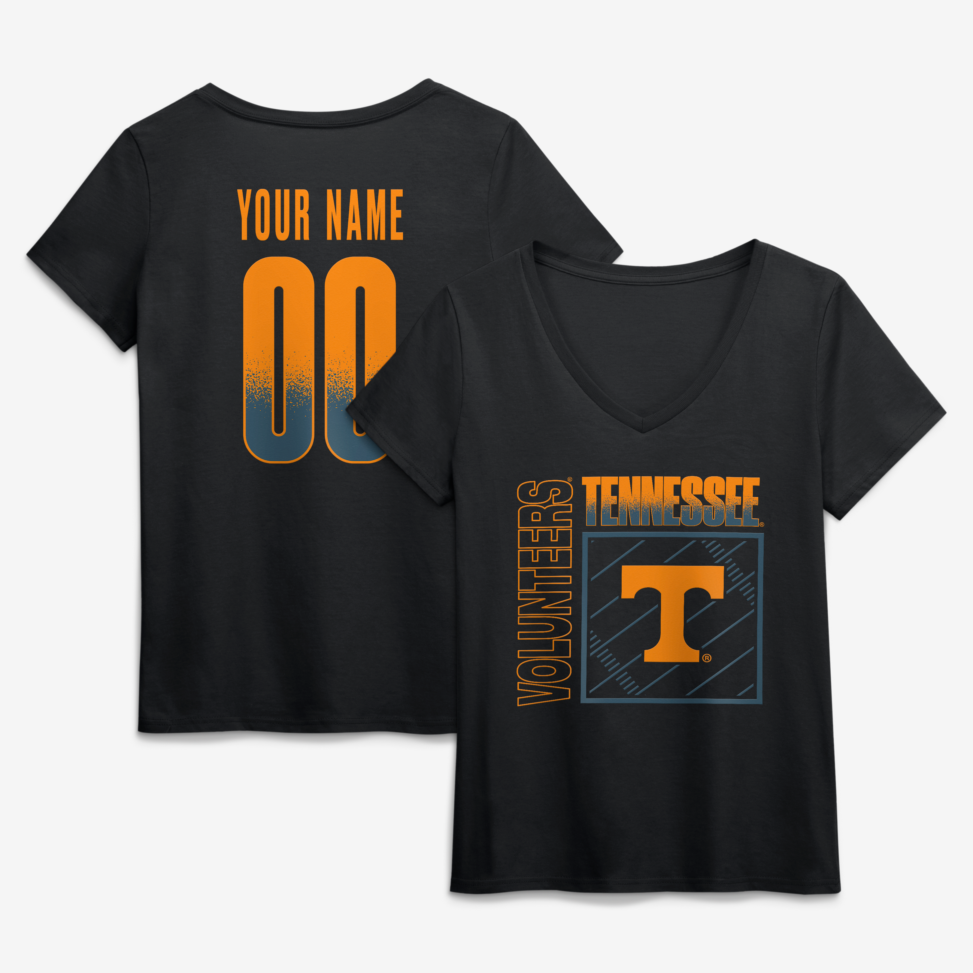 Women's Black Tennessee Volunteers Home Field Pop Personalized Any Name & Number V-Neck T-Shirt