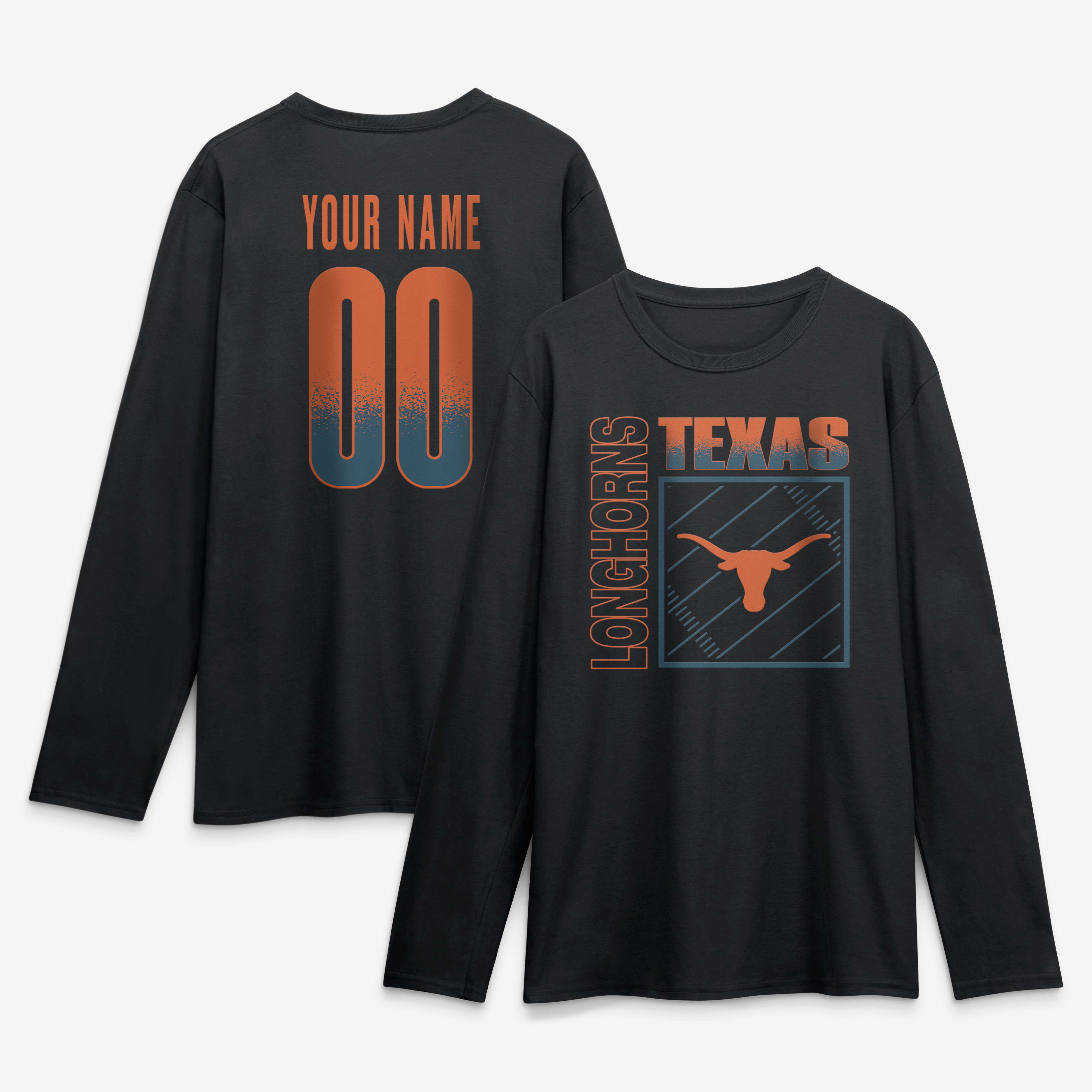 Men's Black Texas Longhorns  Home Field Pop Personalized Any Name & Number Long Sleeve T-Shirt