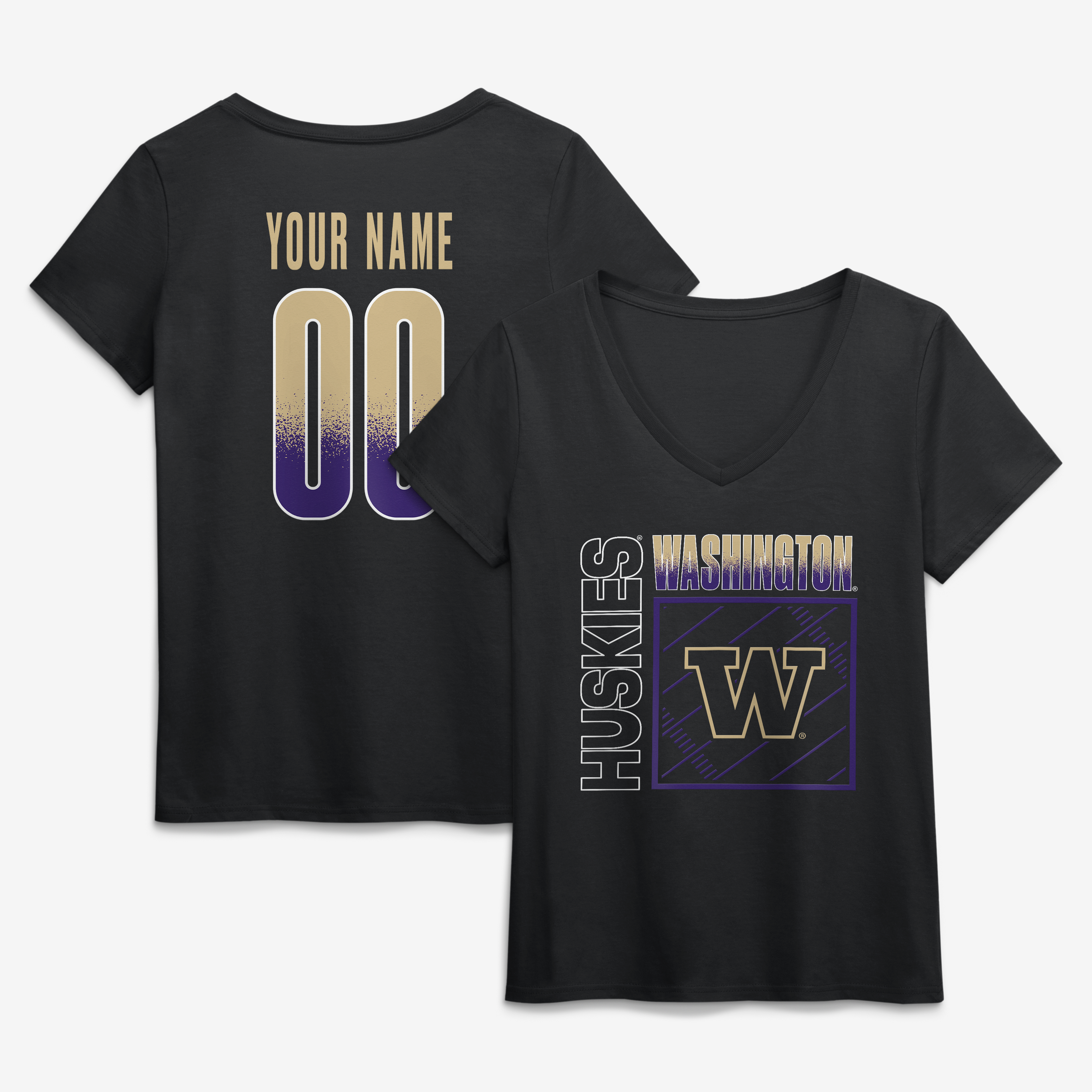 Women’s Black Washington Huskies Home Field Pop Personalized Any Name & Number V-Neck T-Shirt Women’s Black Washington Huskies Home Field Pop Personalized Any Name & Number V-Neck T-Shirt