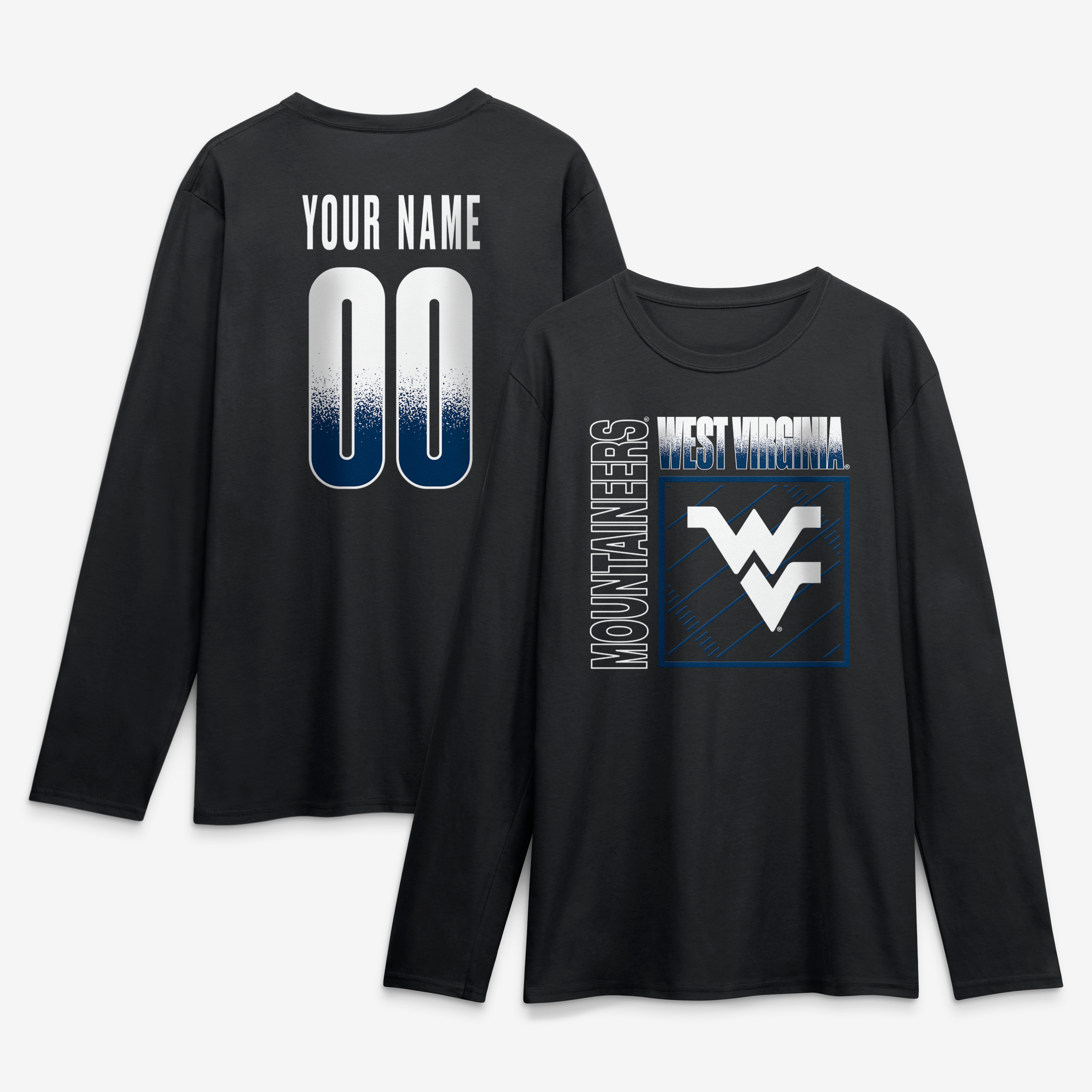 Men's Black West Virginia Mountaineers  Home Field Pop Personalized Any Name & Number Long Sleeve T-Shirt