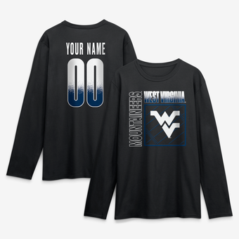Men's Black West Virginia Mountaineers  Home Field Pop Personalized Any Name & Number Long Sleeve T-Shirt