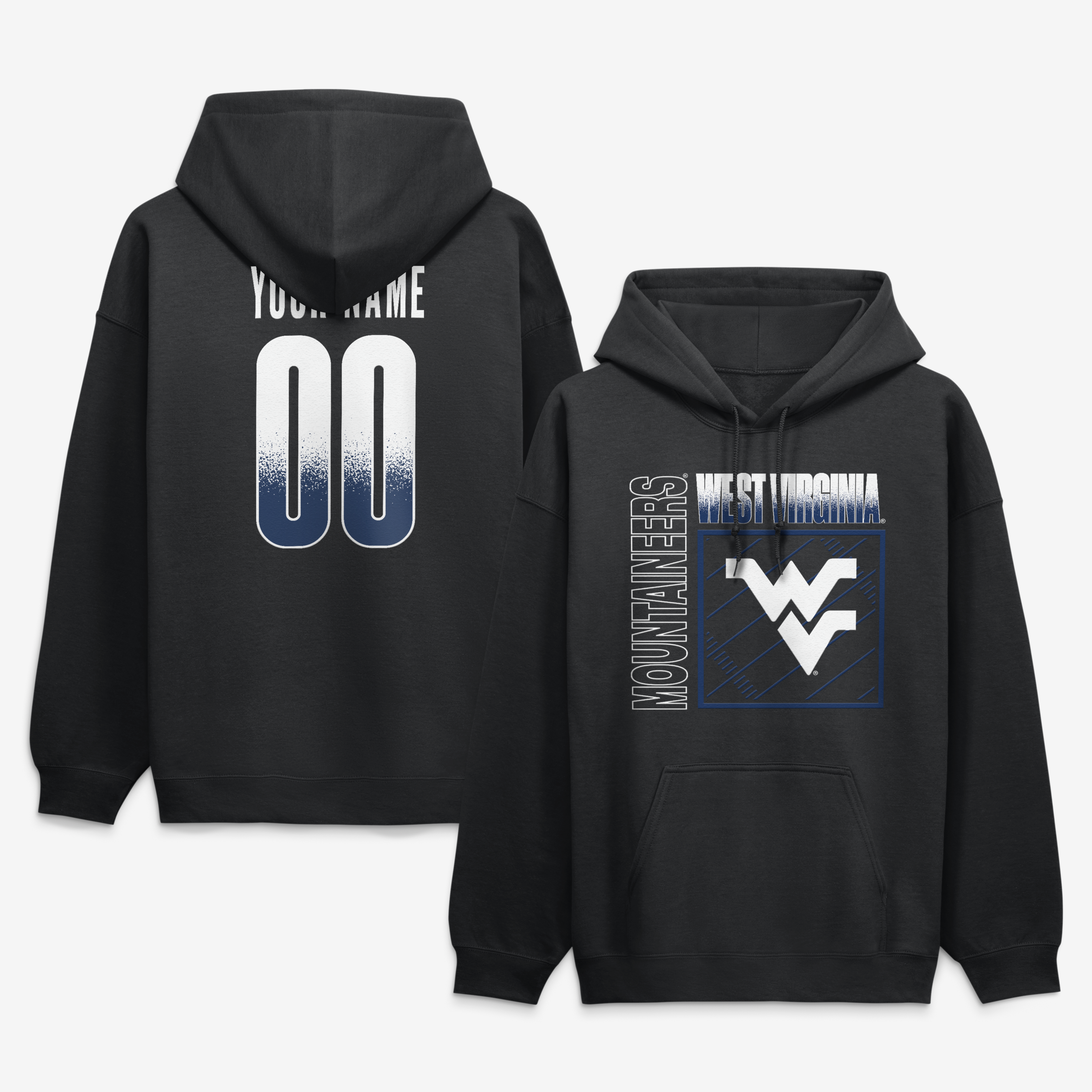 Men’s Black West Virginia Mountaineers Home Field Pop Personalized Any Name & Number Hoodie