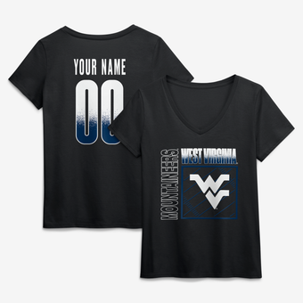 Women's Black West Virginia Mountaineers Home Field Pop Personalized Any Name & Number V-Neck T-Shirt