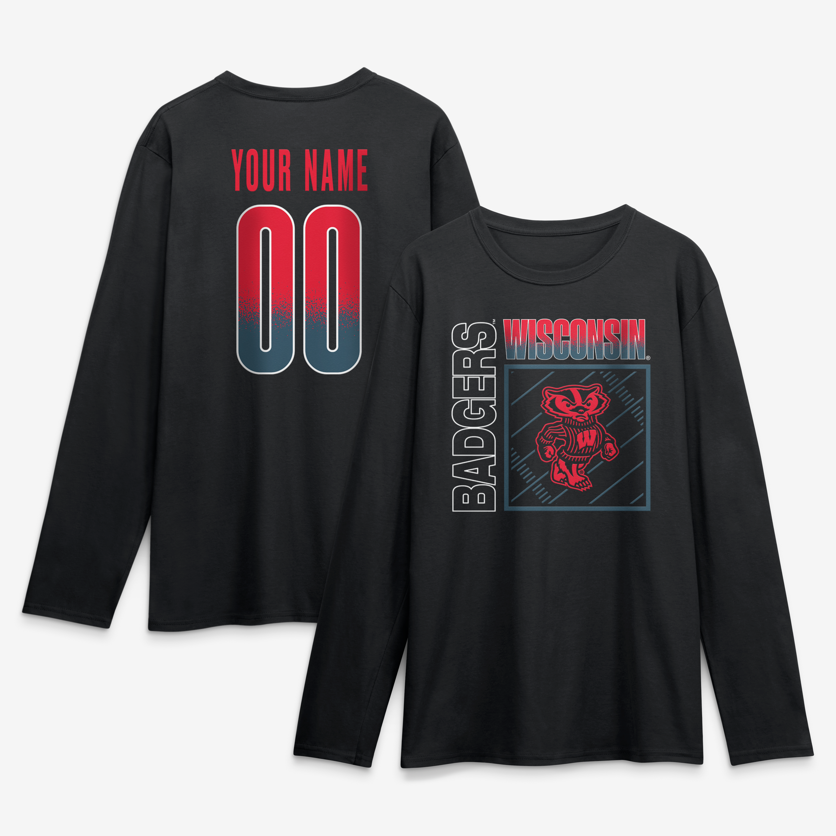 Men's Black Wisconsin Badgers  Home Field Pop Personalized Any Name & Number Long Sleeve T-Shirt