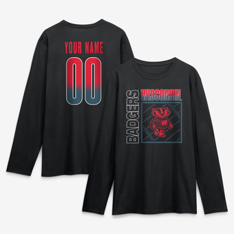 Men's Black Wisconsin Badgers  Home Field Pop Personalized Any Name & Number Long Sleeve T-Shirt