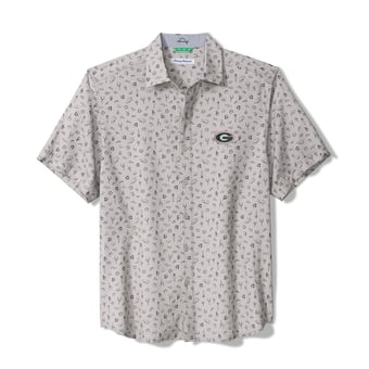 Men's Tommy Bahama Gray Georgia Bulldogs Playa Playbook Camp IslandZone Button-Up Shirt