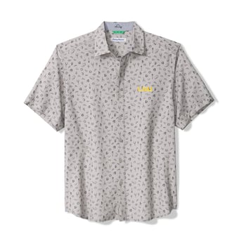 Men's Tommy Bahama Gray LSU Tigers Playa Playbook Camp IslandZone Button-Up Shirt