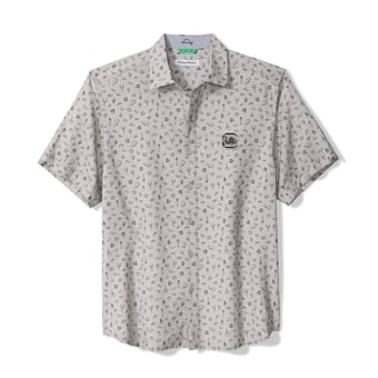 Men's Tommy Bahama Gray South Carolina Gamecocks Playa Playbook Camp IslandZone Button-Up Shirt
