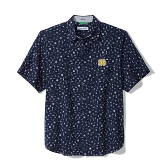 Men's Tommy Bahama Navy Notre Dame Fighting Irish Playa Playbook Camp IslandZone Button-Up Shirt