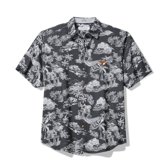 Men's Tommy Bahama Black Texas Longhorns Coastal Ease Paradise Isle Camp Button-Up Shirt