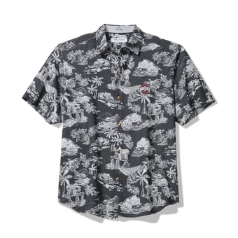 Men's Tommy Bahama Black Ohio State Buckeyes Coastal Ease Paradise Isle Camp Button-Up Shirt