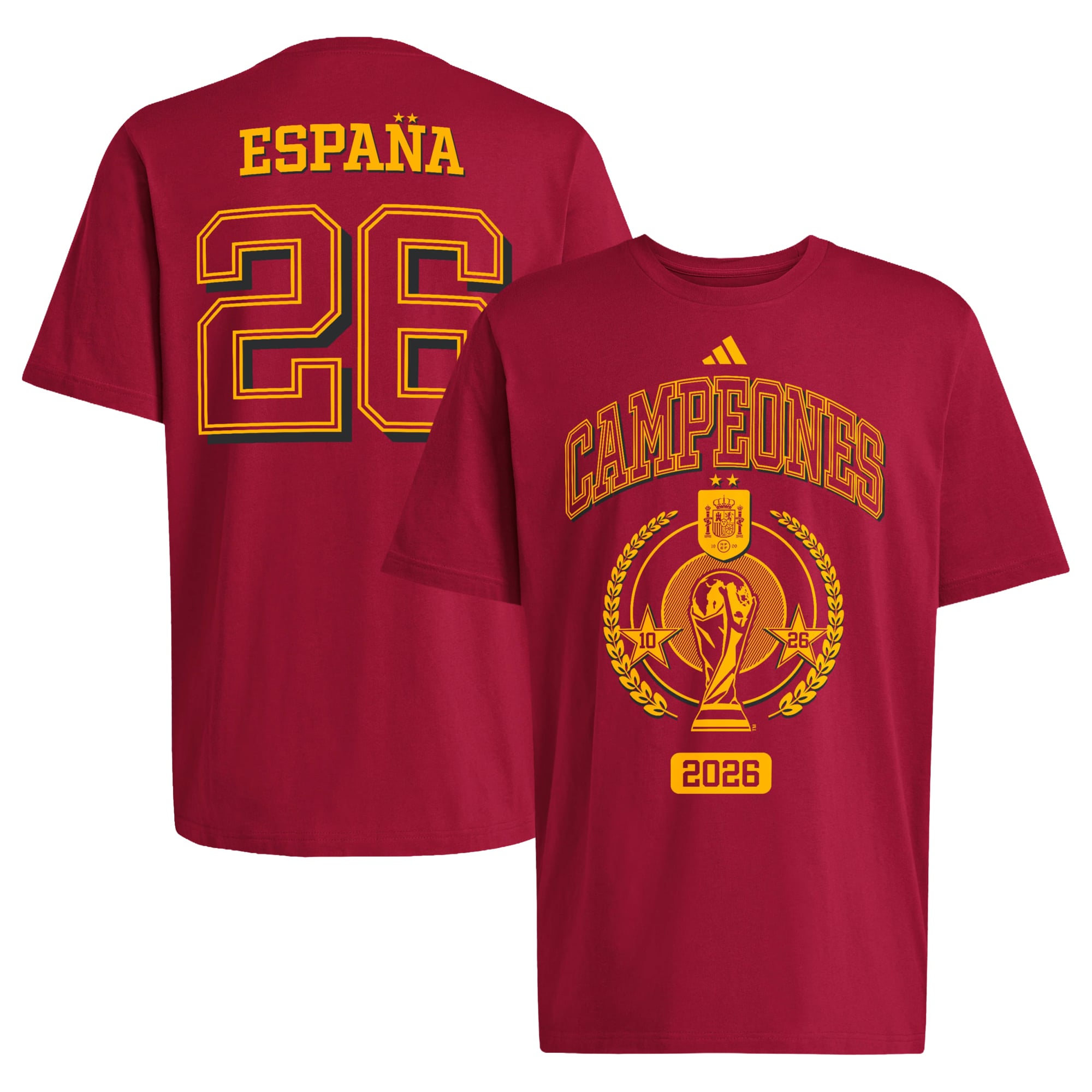 Men's adidas Red Spain National Team 2026 FIFA World Cup Champions Trophy T-Shirt