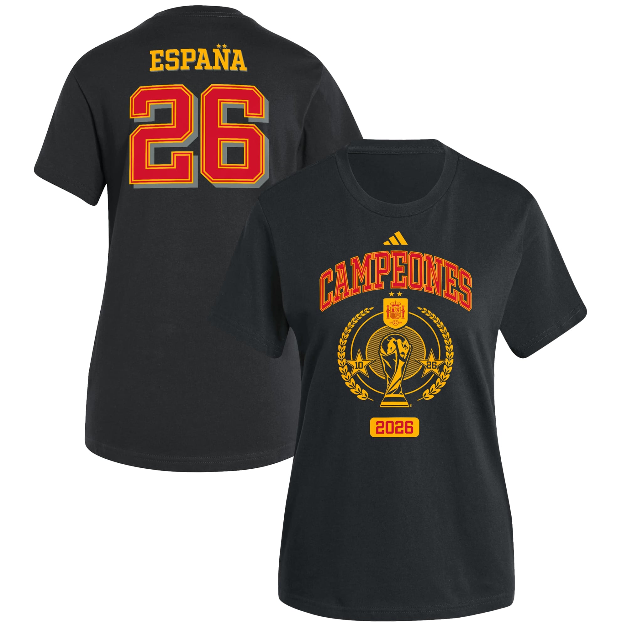 Women's adidas Black Spain National Team 2026 FIFA World Cup Champions Trophy T-Shirt
