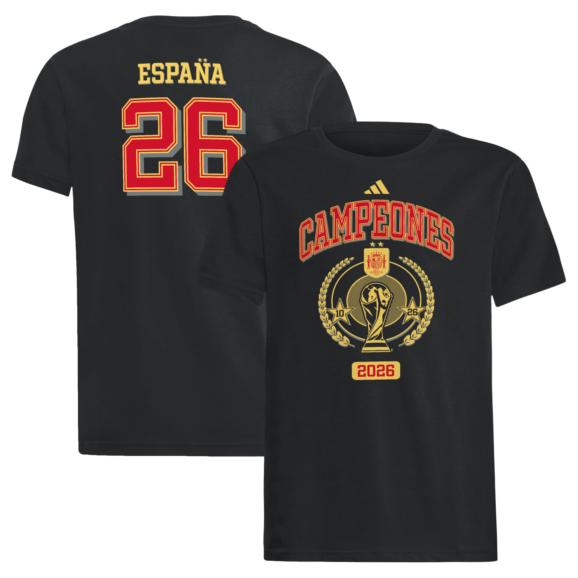 Youth adidas Black Spain National Team 2026 FIFA World Cup Champions Trophy T-Shirt