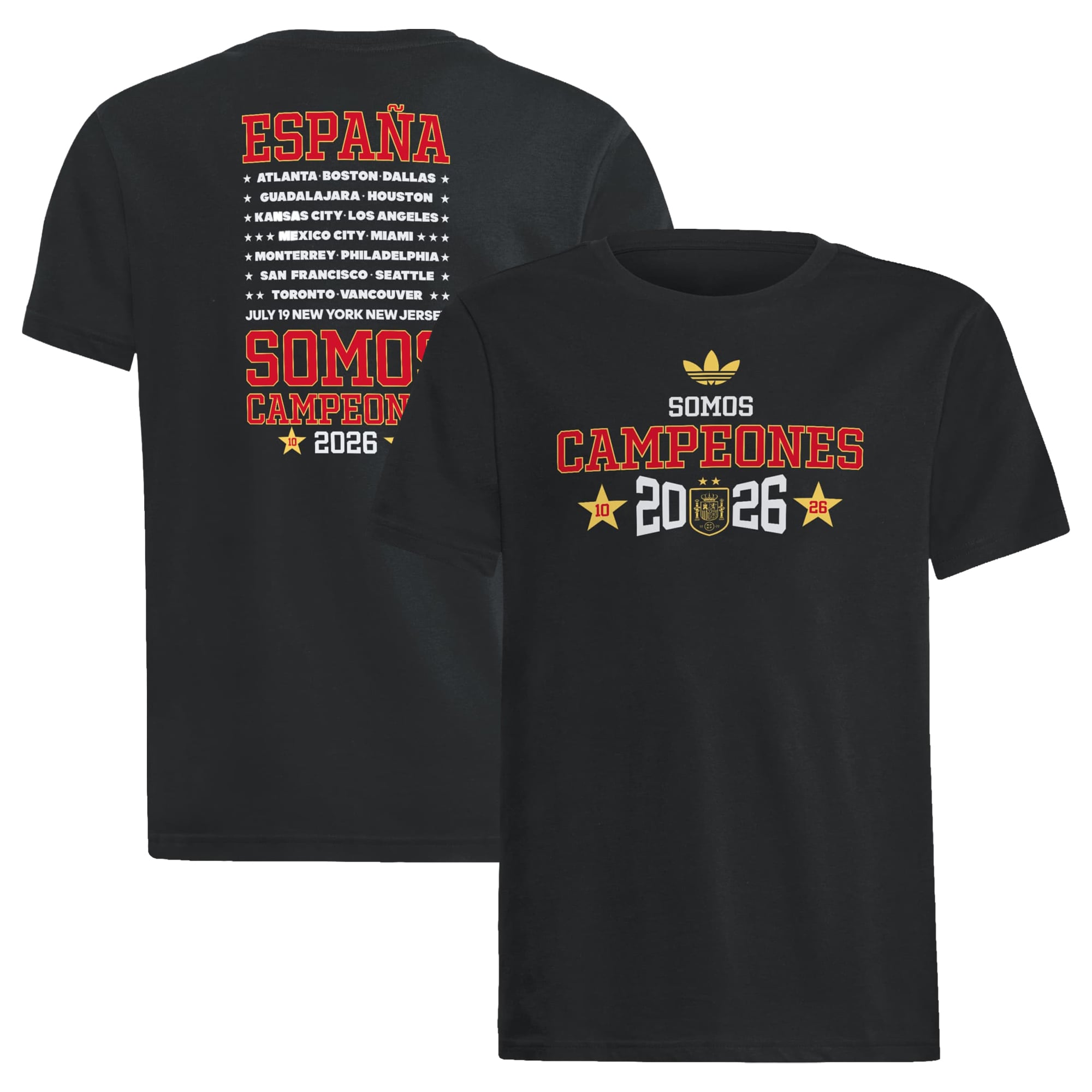 Youth adidas Black Spain National Team 2026 FIFA World Cup Champions Somos Campeones T-Shirt