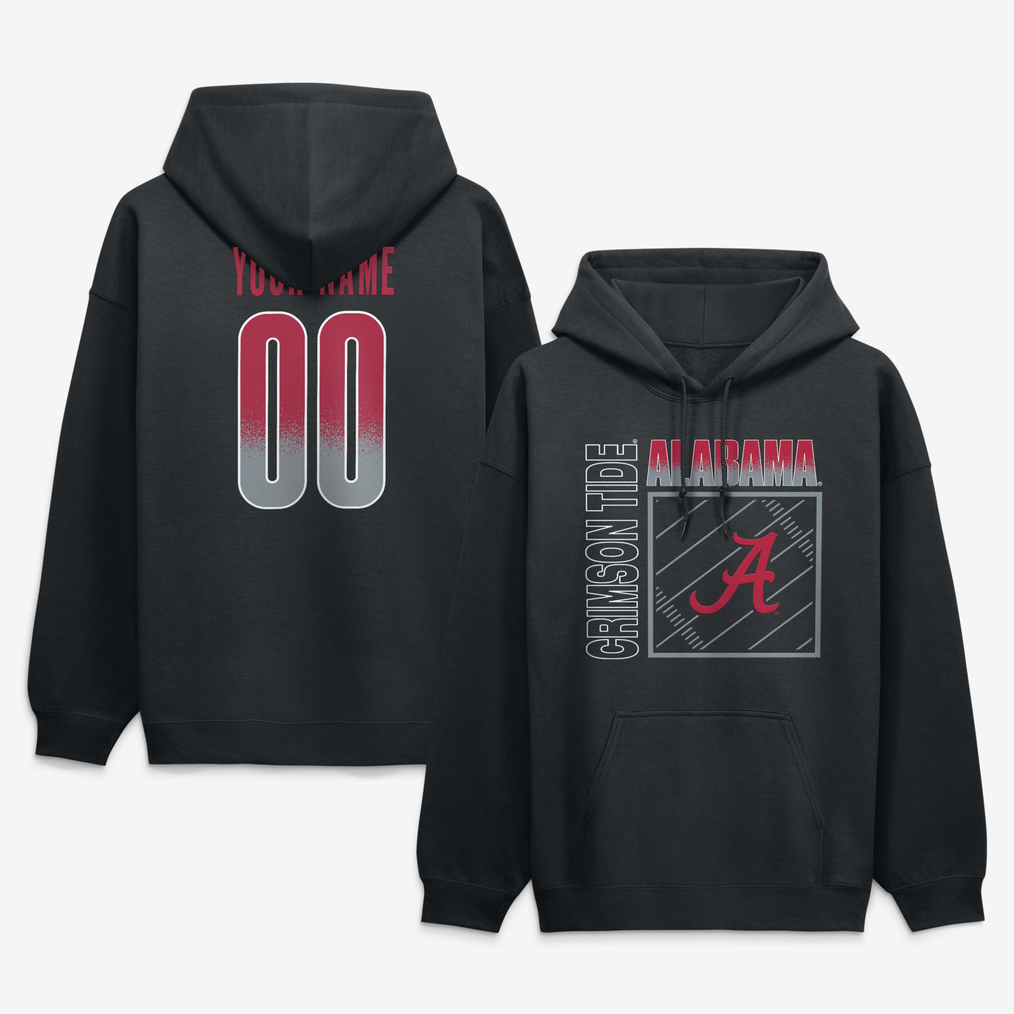 Men’s Black Alabama Crimson Tide Big & Tall Home Field Pop Personalized Any Name & Number Hoodie