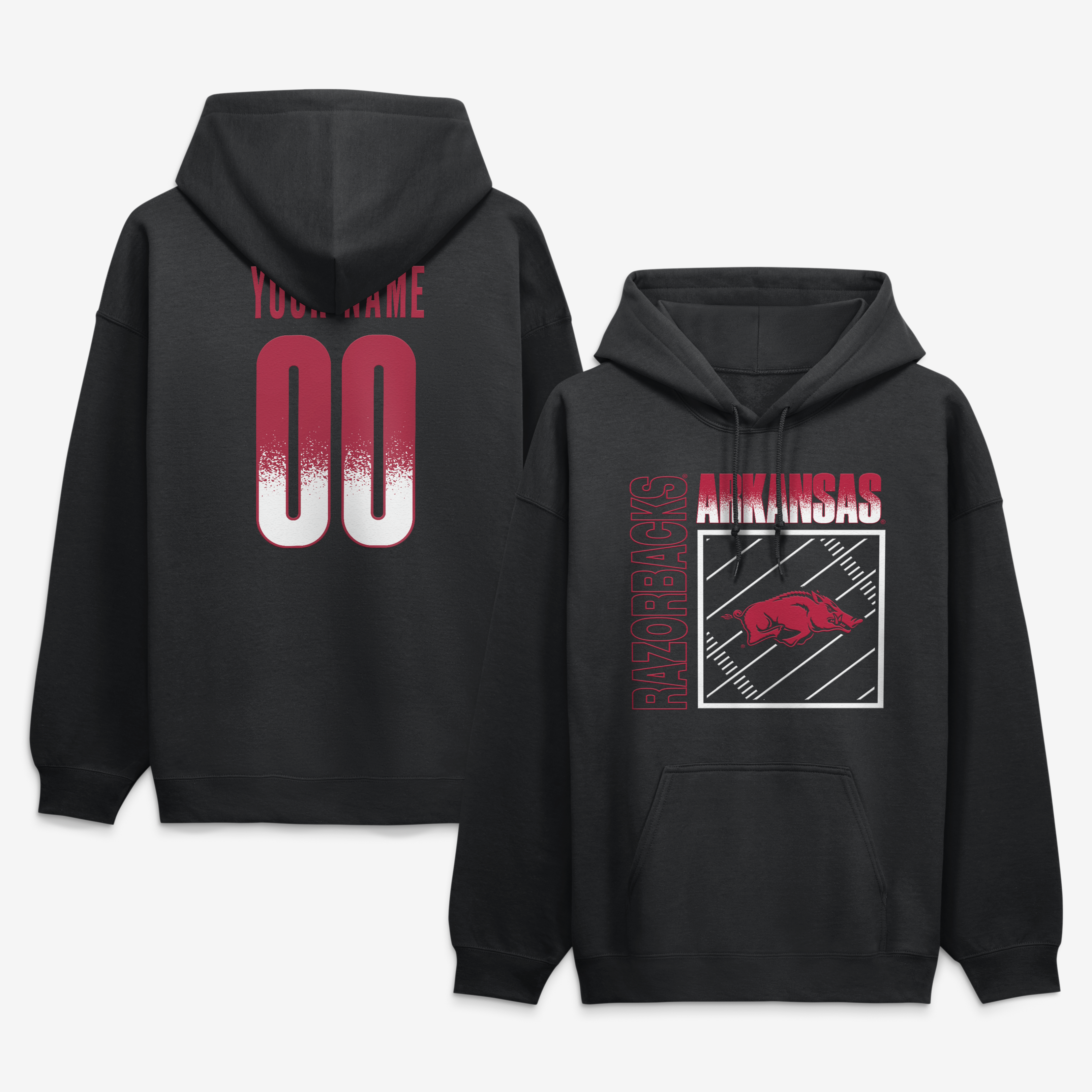 Men’s Black Arkansas Razorbacks Big & Tall Home Field Pop Personalized Any Name & Number Hoodie